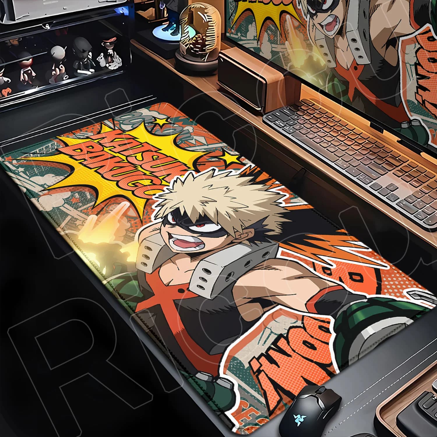 Japão anime meu herói academia mousepad bakugou katsuki grande borda de bloqueio teclado para gamer tapetes de mesa de computador borracha
