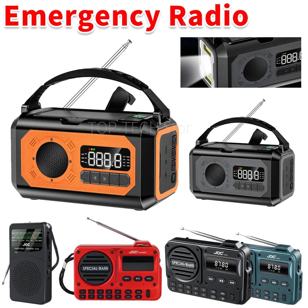 Rádio de emergência portátil, manivela solar, am/fm/noaa, rádio meteorológico, banco de potência, lanterna, alarme sos, suprimentos de