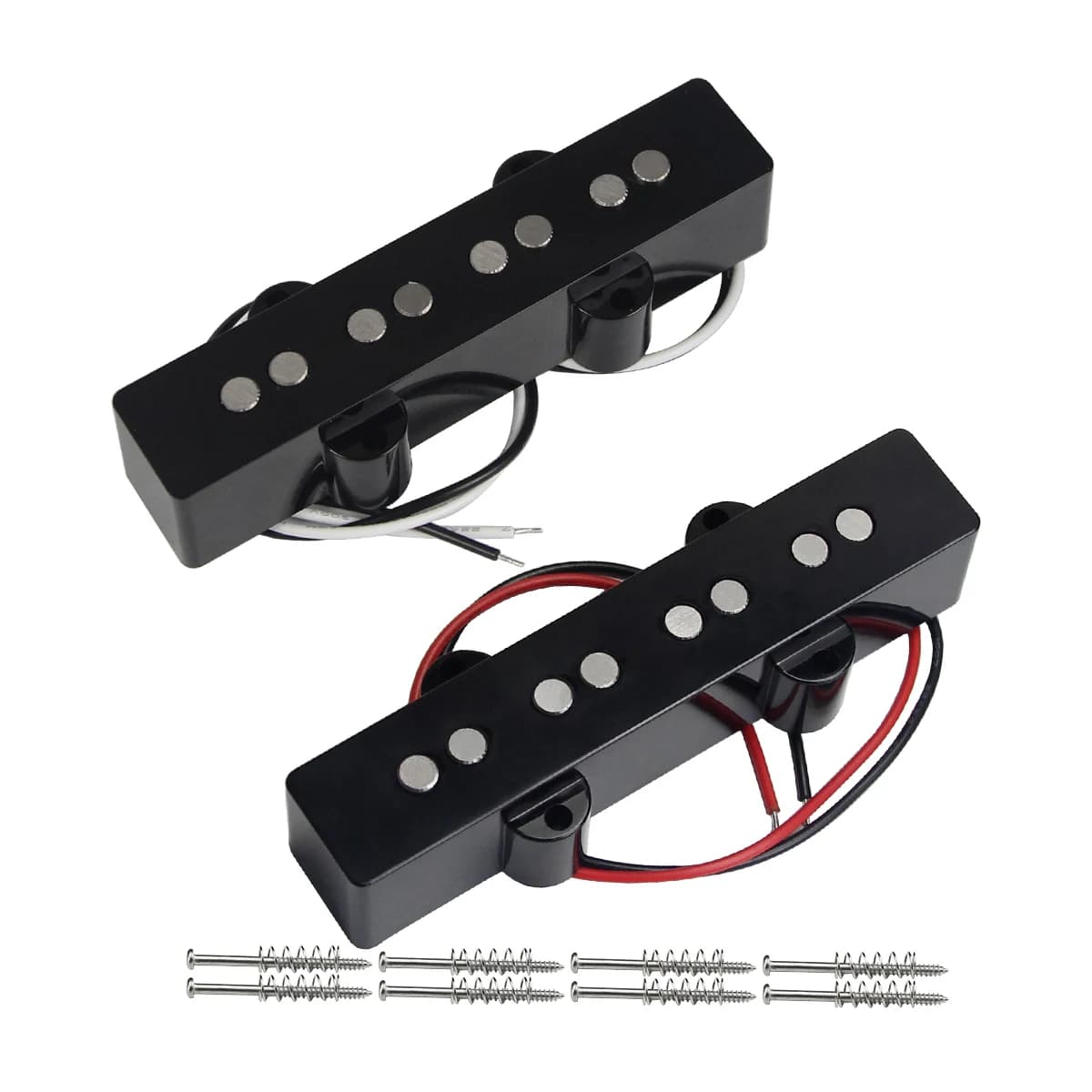 FLEOR Conjunto de captadores de baixo Alnico 5 estilo aberto JB Neck Bridge captadores pretos para baixo 4 cordas