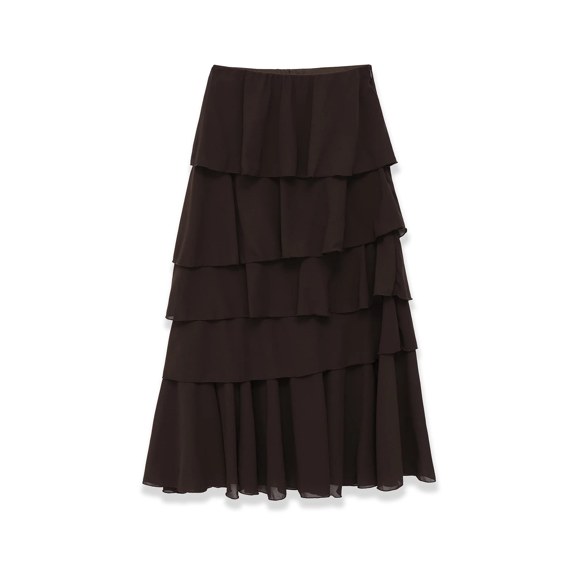Saia Longa Feminina Vintage Marrom em Camadas, Elegante, para Festa e Dia a Dia, Estilo High Street, Moda Streetwear, Primavera 2026