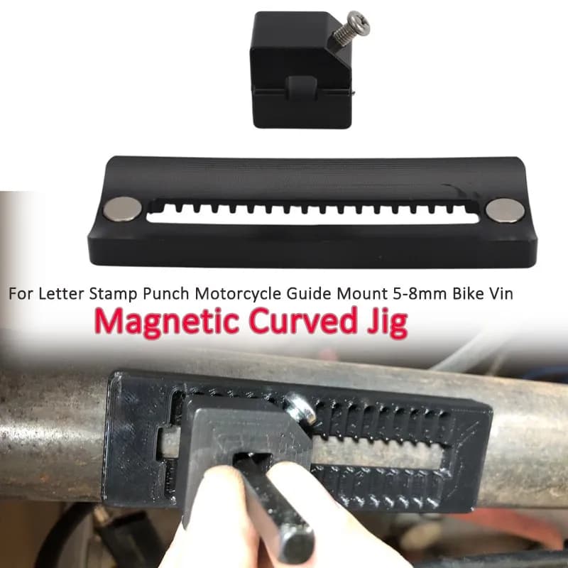 Suporte Magnético Curvo para Punção de Números e Letras, Haste de Montagem para Guia de Motocicleta de 5-8mm, para Tubos e VIN de Bicicletas