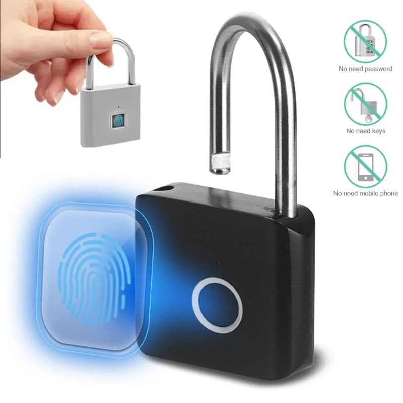 Cadeado de impressão digital inteligente sem chave carregamento usb bloqueio de impressão digital à prova dwaterproof água fechadura da porta