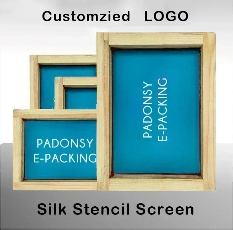 Selos diy impressão de tela de seda personalizada com moldura de madeira estêncil personalizado logotipo estêncil de tela de seda com logotipo
