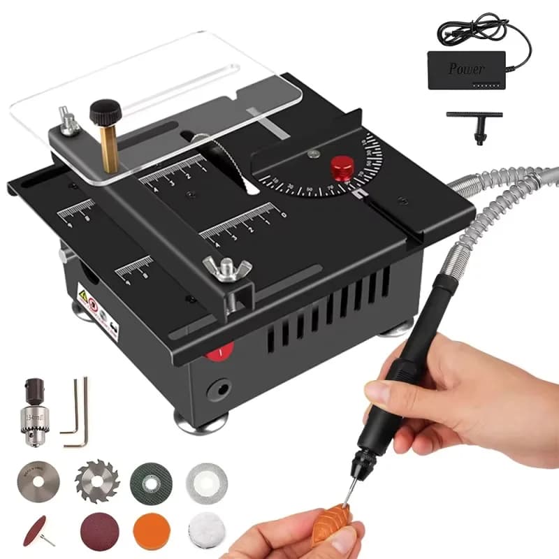 Serra de Mesa Mini de 100W 5000RPM, Pequena Serra Elétrica para Trabalhos em Madeira, Máquina de Corte para Artesanato DIY, Ferramenta com Lâmina