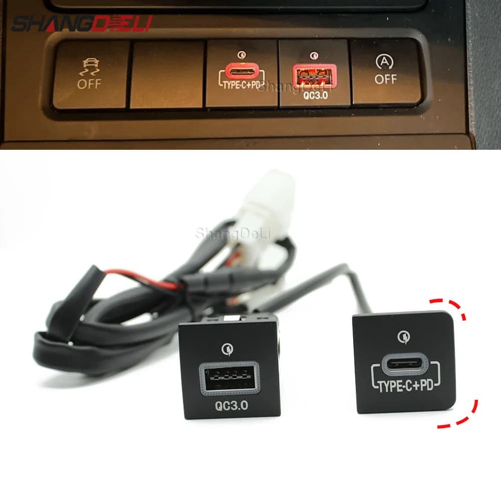 Carregador usb para carro pd, carregamento rápido qc3.0, adaptador de carregamento de telefone, botão de saída para vw golf 6 mk6 jetta 5 scirocco