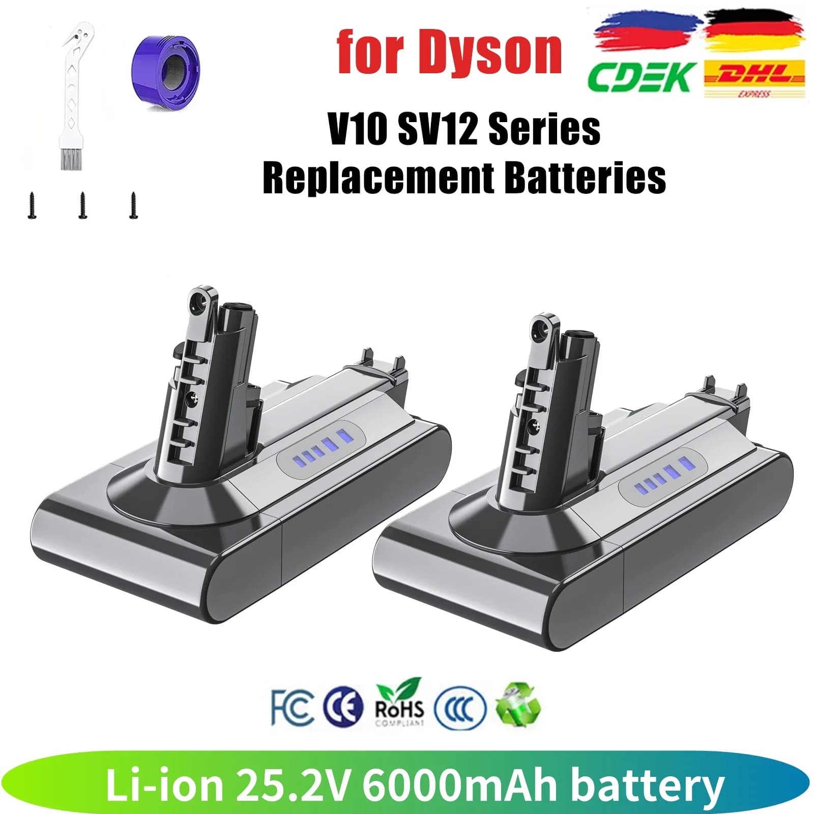 Para dyson v10 6000mah 25.2v bateria para dyson sv12 bateria absoluta animal li-ion aspirador de pó bateria recarregável sv12