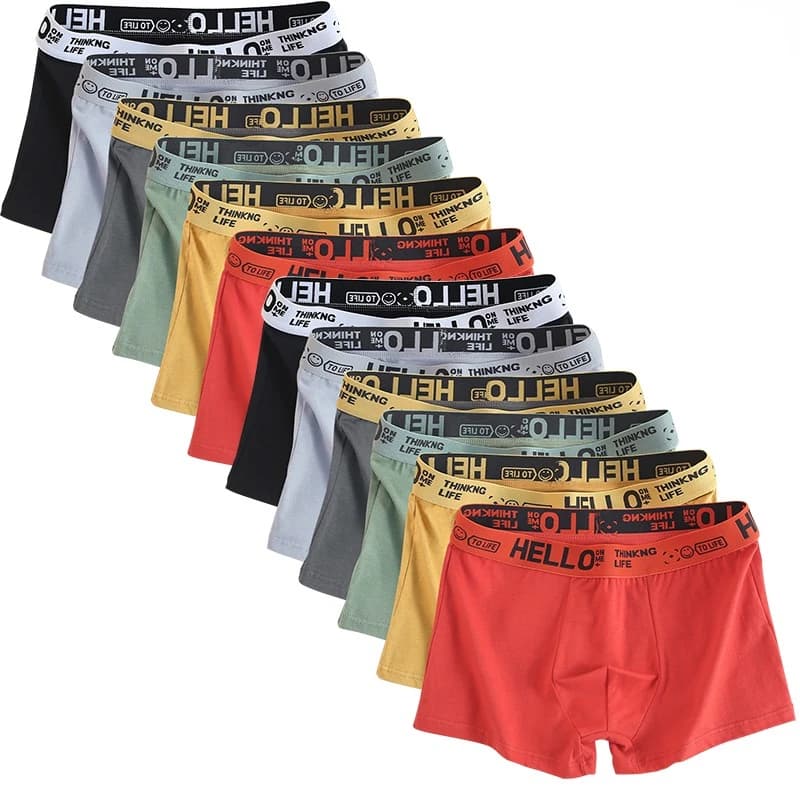 Conjunto de 6 Peças de Roupa Íntima Masculina, Cuecas de Algodão para Homens, Calcinhas Masculinas, Shorts Respiráveis, Boxer Confortáveis e