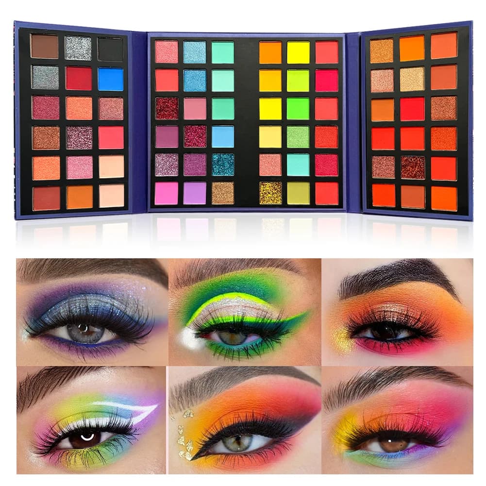 Paleta de sombras com glitter, 72 cores, fosca, à prova d'água, longa duração, pó prensado, kit de cosméticos, moda feminina, paleta de