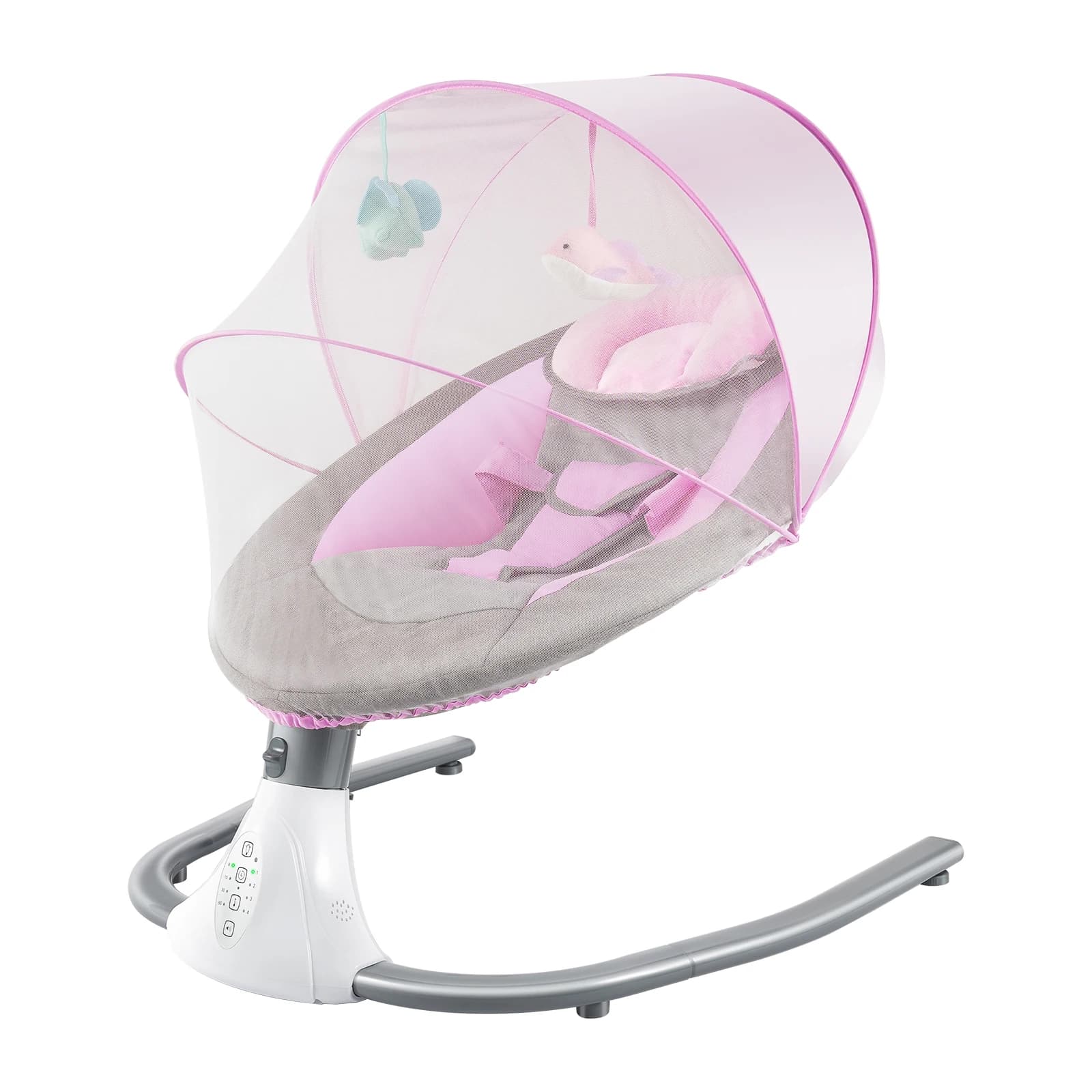 Balanços para bebês, balanço infantil com 4 velocidades, 12 canções de ninar, balanço elétrico para bebês, arnês de 3 pontos e controle