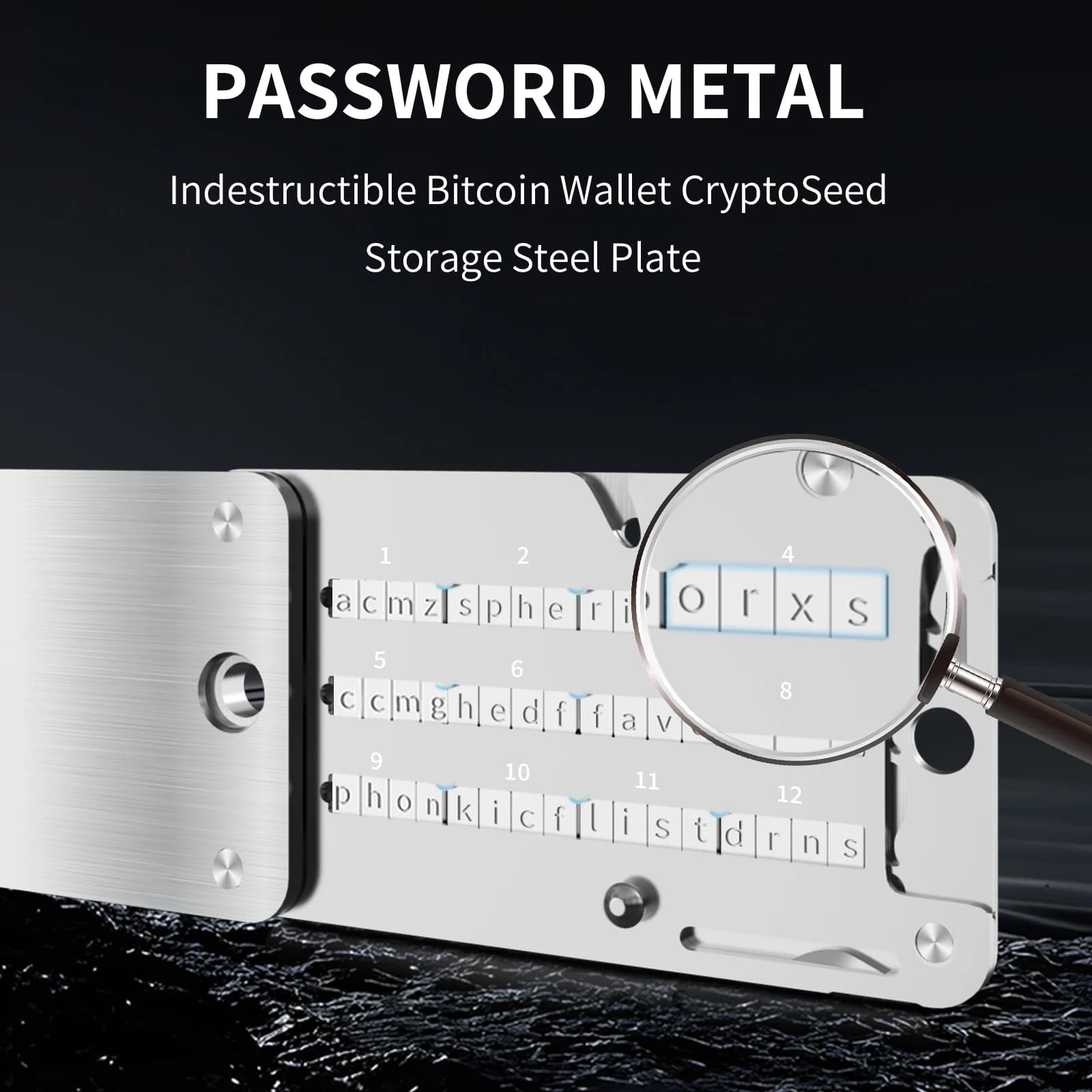 Backup de metal com frase de semente mnemônica – Kit de armazenamento de frases de recuperação de carteira criptografica de aço inoxidável,