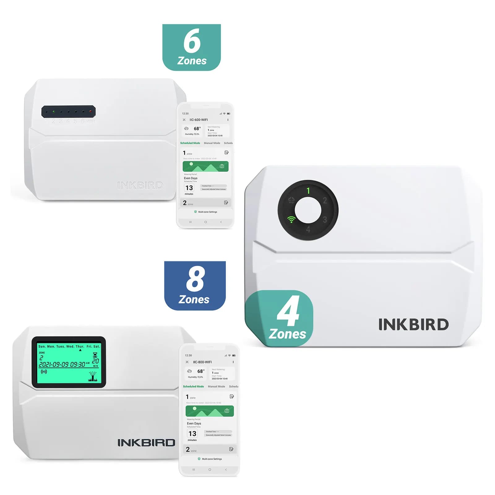 Inkbird 4/6/8 zonas wifi controlador de irrigação inteligente automático manual rega app controle sem fio sprinkler controlador euplug