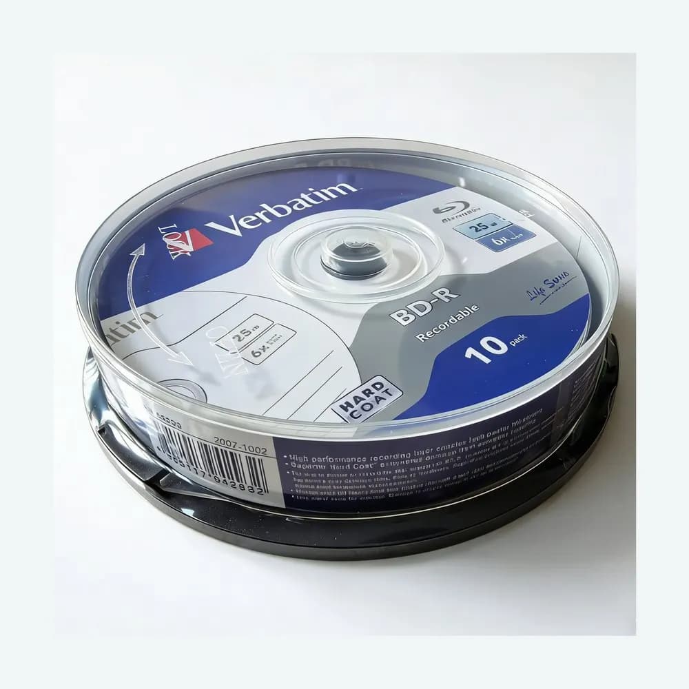 Verbatim BD-R 25GB 6X Disco de raios azuis gravável BDR Discos Bluray em branco 10 unidades/lote