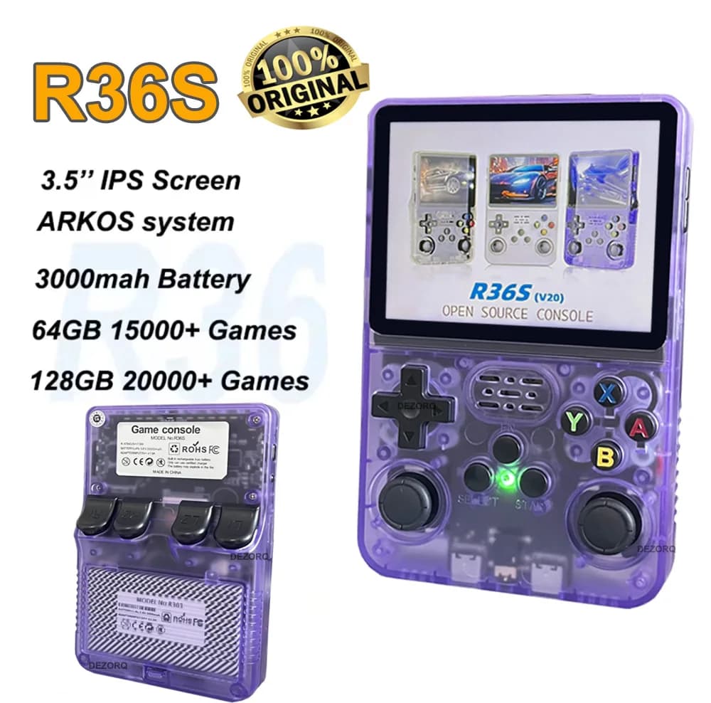 Original arkos r36s console retro portátil console de jogo portátil tela de 3.5 Polegada mini portatil player de vídeo 15000 + jogos retro