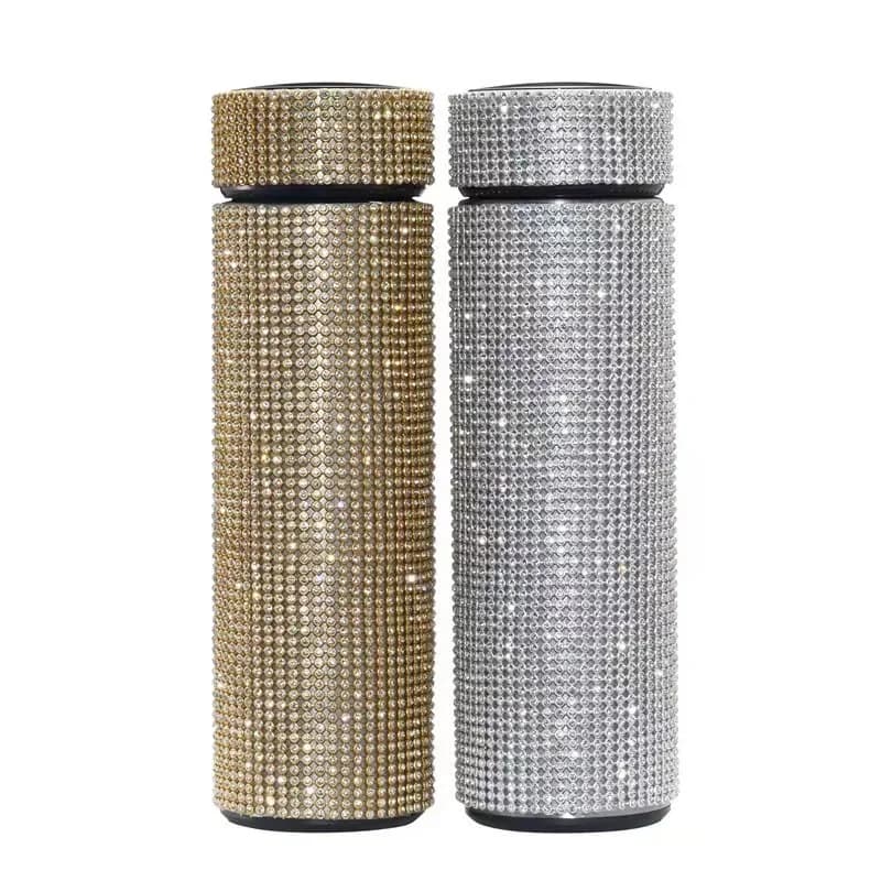 500ml garrafas térmicas de aço inoxidável frascos de vácuo bling diamante bebida garrafa de água copo isolado viagem para meninas presente
