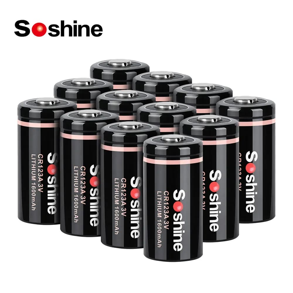 Baterias Soshine 3 Volt CR123A 3V 1600mAh Bateria de Lítio Não Recarregável para Câmera Digital, Mouse Sem Fio, Calculadora