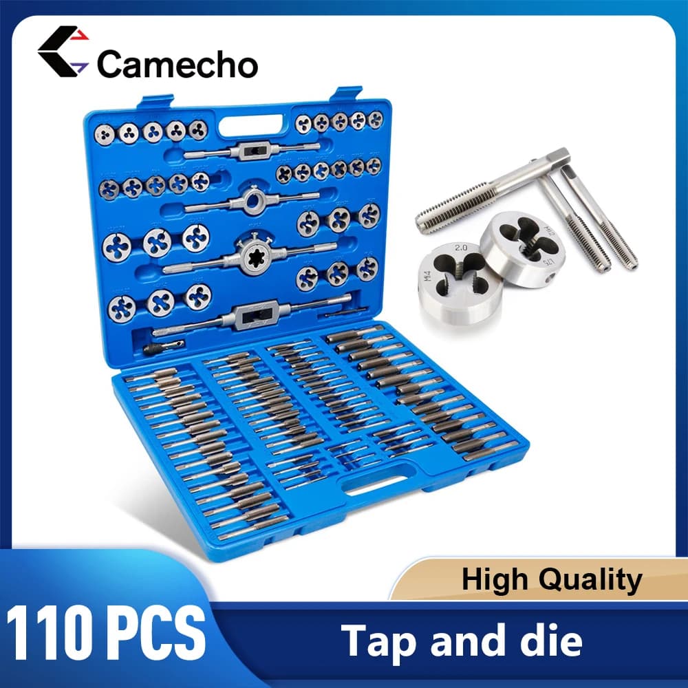 110 pçs/set torneira e morrer conjunto M2-M18 rosca métrica conjuntos de ferramentas manuais kit ferramentas de rosqueamento mão para trabalhar