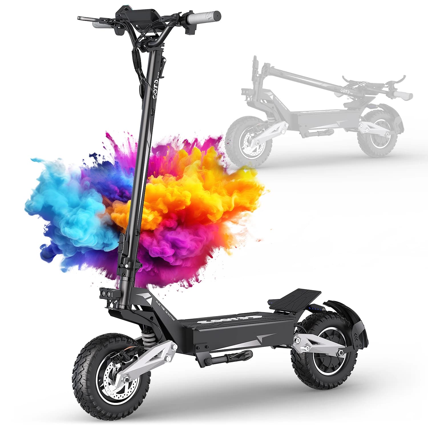 Scooter elétrica EU OOTD T10 com motor de pico de 900W, 48V, 13.5AH, ideal para grandes cidades, com rodas de 11 polegadas e portátil.