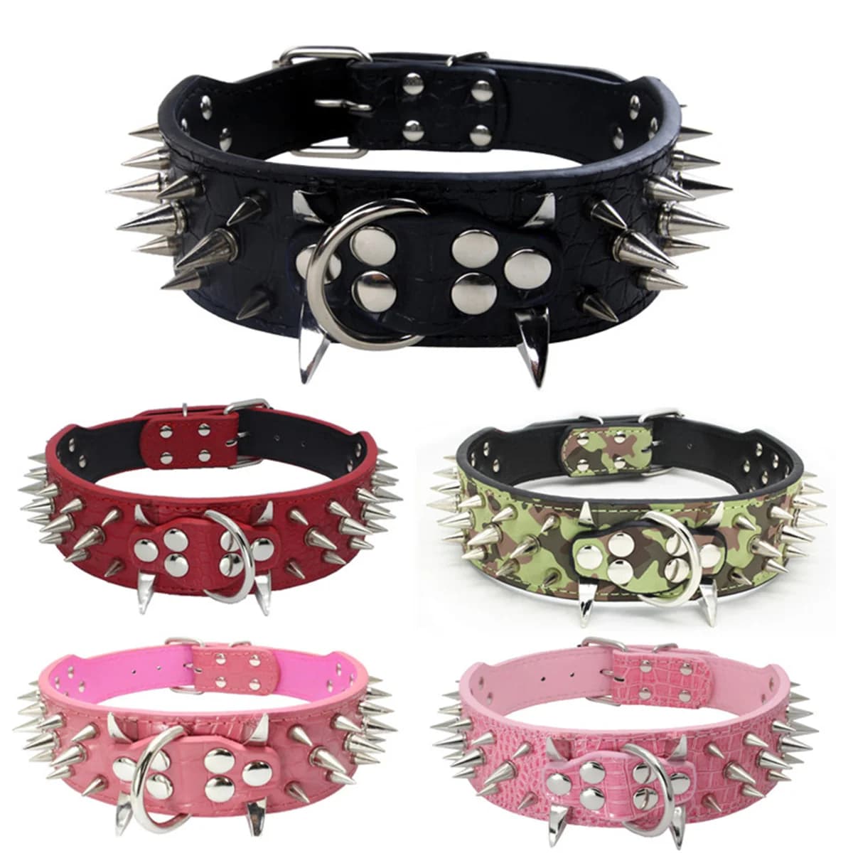 Coleira para cães e gatos, colar cravejado para animais de estimação para cães pequenos e médios, buldogue, ajustável, anti-mordida
