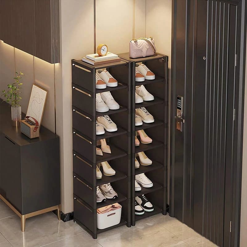 Sapateira pequena armário de sapatos ampliado contra a parede porta sapato rack pequeno estreito armazenamento doméstico aluguel multi-andar