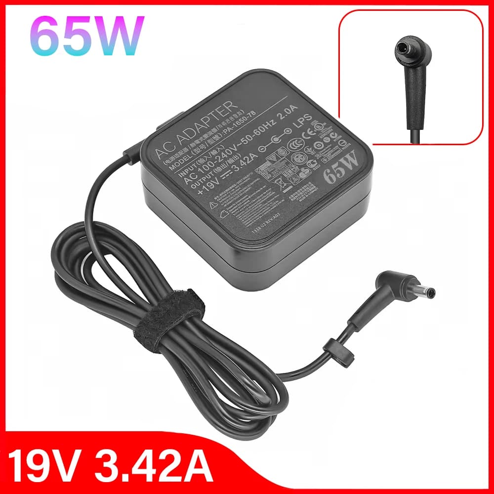 Adaptador de carregador para laptop, 19v, 3.42a, 65w, 4.5*3.0mm, para ASUS X755J UX481 UX481FL UX480 UX480FD P553UJ PU301LA Zenbook UX21 UX31A U38N