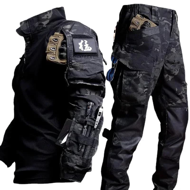 Terno tático masculino airsoft roupas de caça paintball uniforme militar assalto caminhadas camisas forças especiais conjuntos calças ao ar livre