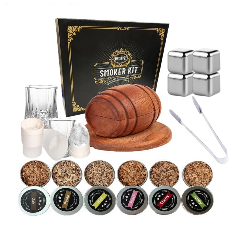 Barril de vinho coquetel fumante kit uísque de madeira fumada capa de madeira fumante bourbon uísque à moda antiga bebida fumante bar cozinha