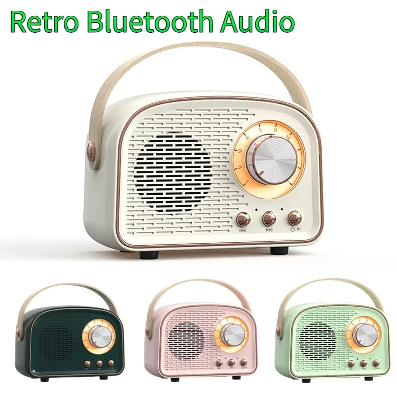 Alto-falante retrô compatível com bluetooth, mini alto-falante fofo com rádio fm, sem fio, com reprodutor de música tws, estéreo de alta