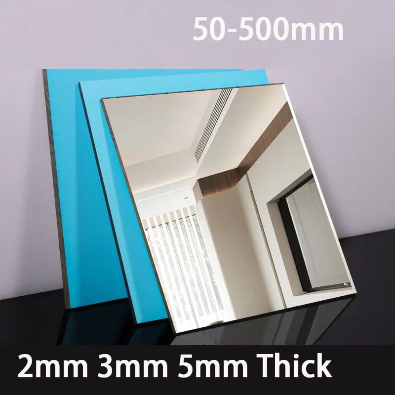 Placa de Espelho Acrílico 2mm 3mm 5mm de Espessura 50mm-500mm, Placa Plástica Cortada Sob Medida DIY