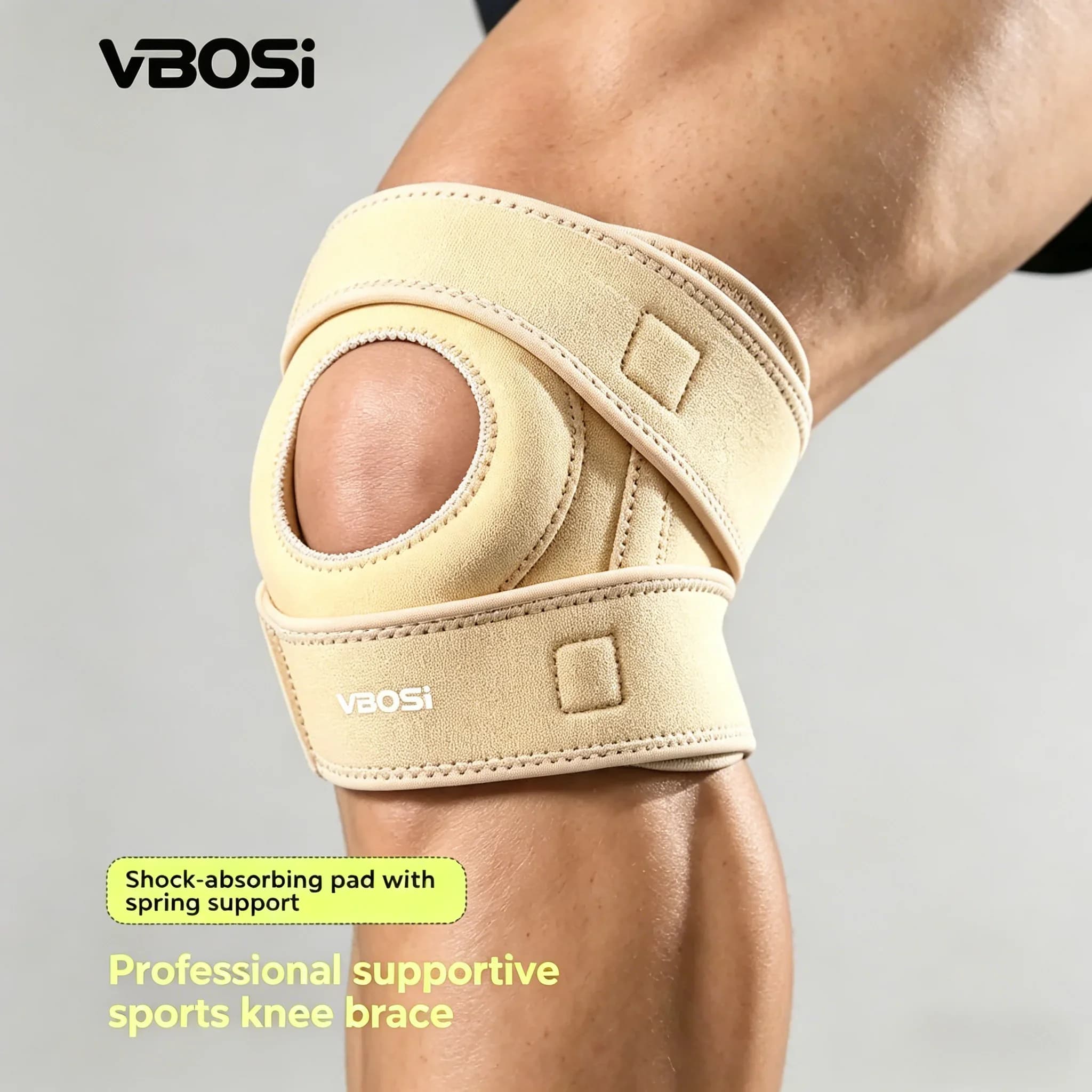 Joelheira Estabilizadora VBOSI para Fitness, Joelheiras Ajustáveis com Compressão, Suporte para Alívio da Dor nas Articulações e Recuperação da