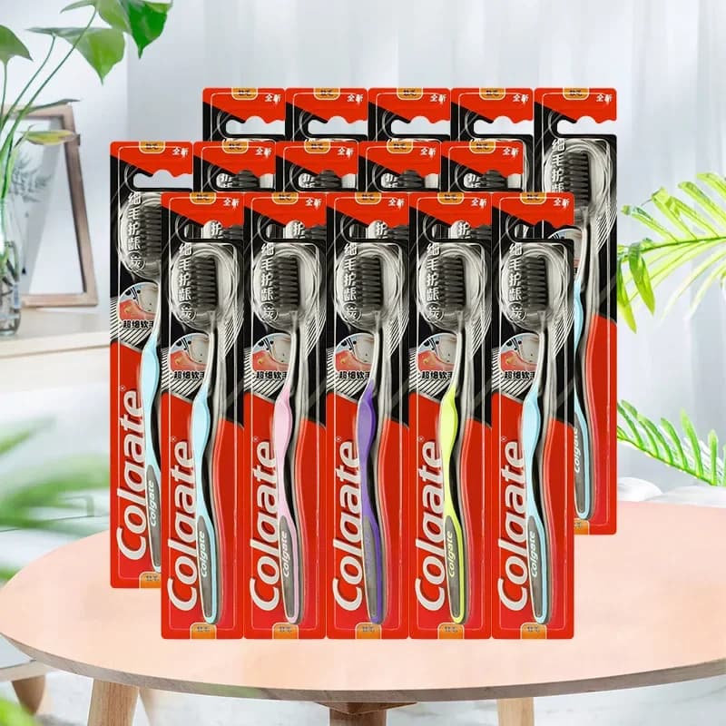 Pacote familiar de escovas de dente para adultos, 8 peças, cores aleatórias, cerdas finas, suaves para gengivas, acessório de cuidados de saúde