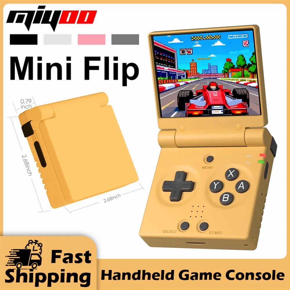 Console de jogos portátil MIYOO Mini Flip com tela IPS de 2,8 polegadas e resolução de 750*560, simulador de jogos clássicos retrô.