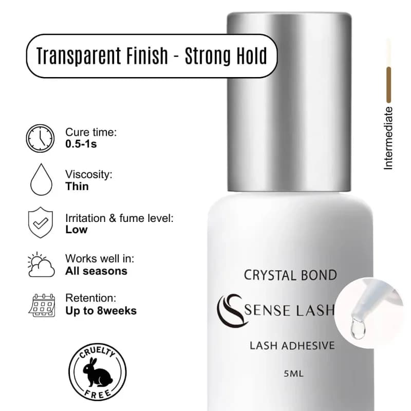 SENSE LASHES Cola Profissional Transparente para Extensão de Cílios, Secagem Rápida em 0.5 - 1s, Para Técnicos de Cílios Qualificados Apenas