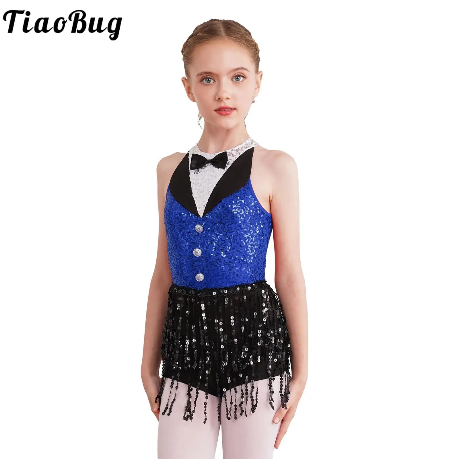 Crianças meninas brilhante lantejoulas borla boyshorts bodysuit vestido de dança jazz latino adolescente franja cha-cha samba desempenho traje de