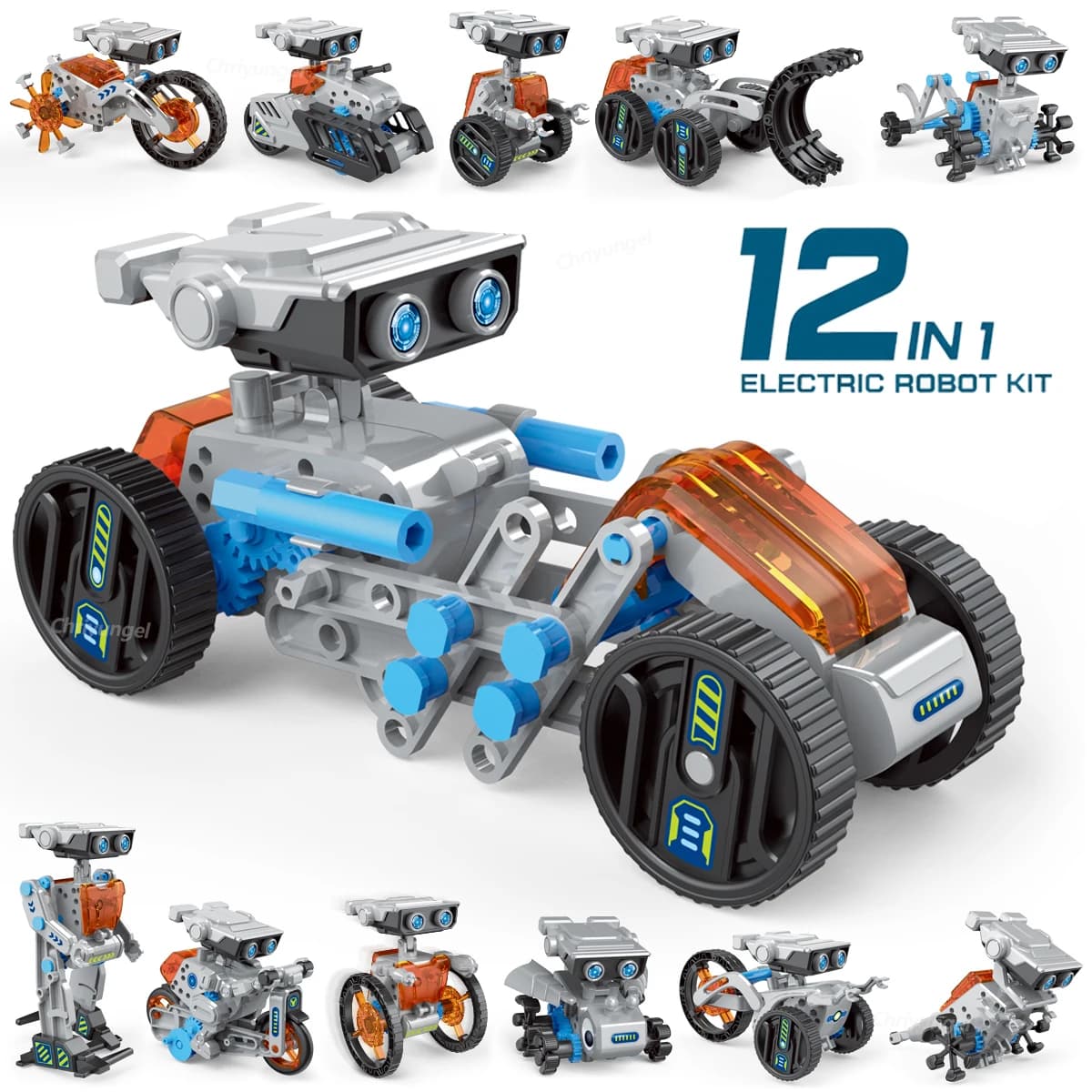 Kit de Construção de Robôs STEM 12 em 1, Brinquedos DIY, Conjunto de Engenharia e Construção, Experimento Científico Educacional, Presente para