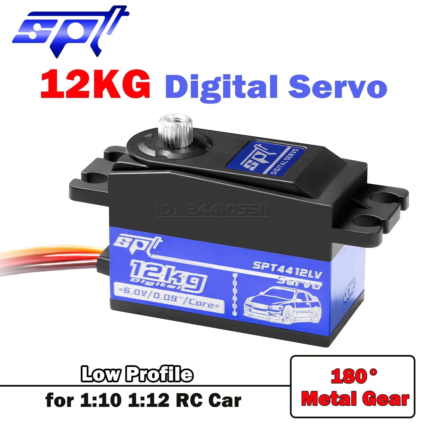 servo digital SPT 4412LV 180 do perfil baixo da engrenagem do metal de 12KG 20KG °   Corpo curto para 1:10 1:12 RC Car SCX10 Racing Drift Crawler