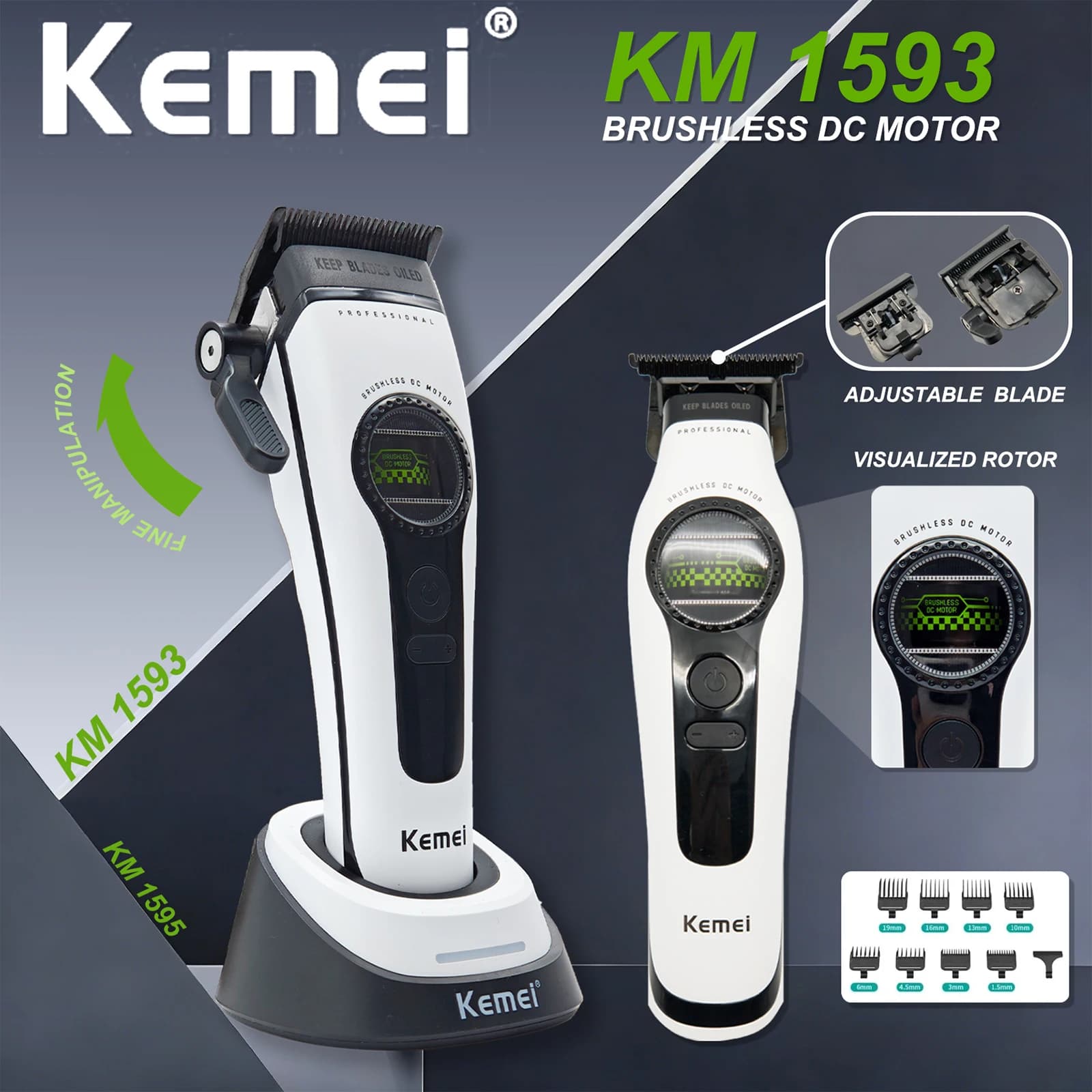 Kemei Motor sem escovas de rotor externo Aprimorado Aparador de Cabelo Profissional Máquina de Cortar Cabelo Motor de Rotor Externo Aparador de