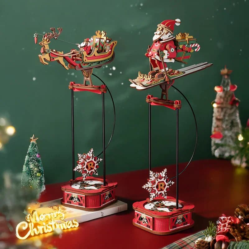 Kit de Construção Robotime Rokr Gravity Swing, Quebra-Cabeça 3D de Madeira, Kit Papai Noel no Trenó, Kit Pescador Oceânico, Melhores Presentes
