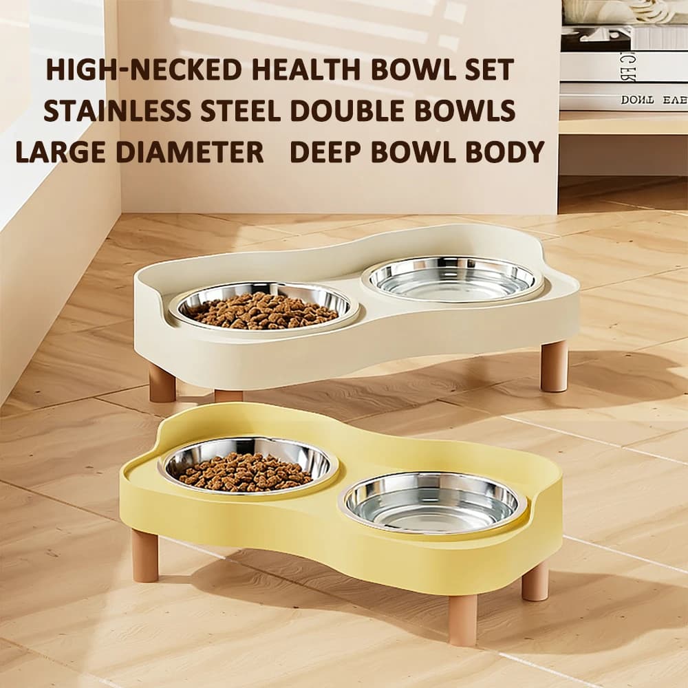 Comedouro Elevado Colorido Dopamine para Cães e Gatos, Conjunto de Tigelas Duplas de Aço Inoxidável para Comida e Água, Ideal para a Saúde do