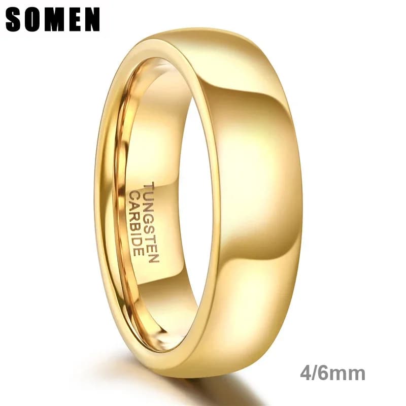 Somen anel de tungstênio dourado, casal para homens e mulheres, clássico, casamento/noivado, 4/6mm, presente especial de dia dos namorados para