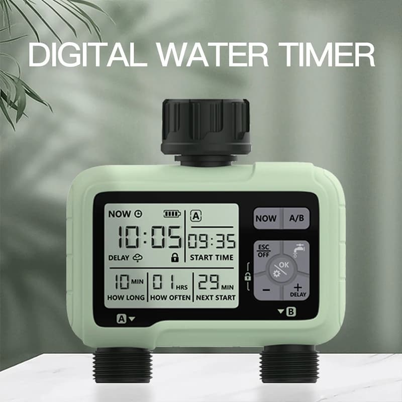 Super sistema de temporização, temporizador de água de 2 saídas, rega precisa, irrigação automática ao ar livre, programa totalmente ajustável
