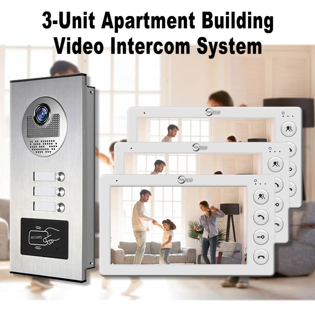 Home Video Intercomunicador para Apartamentos, Campainha Vídeo, Sistema de Porteiro, Desbloqueio de Cartão RFID, Residencial, Unidade 3