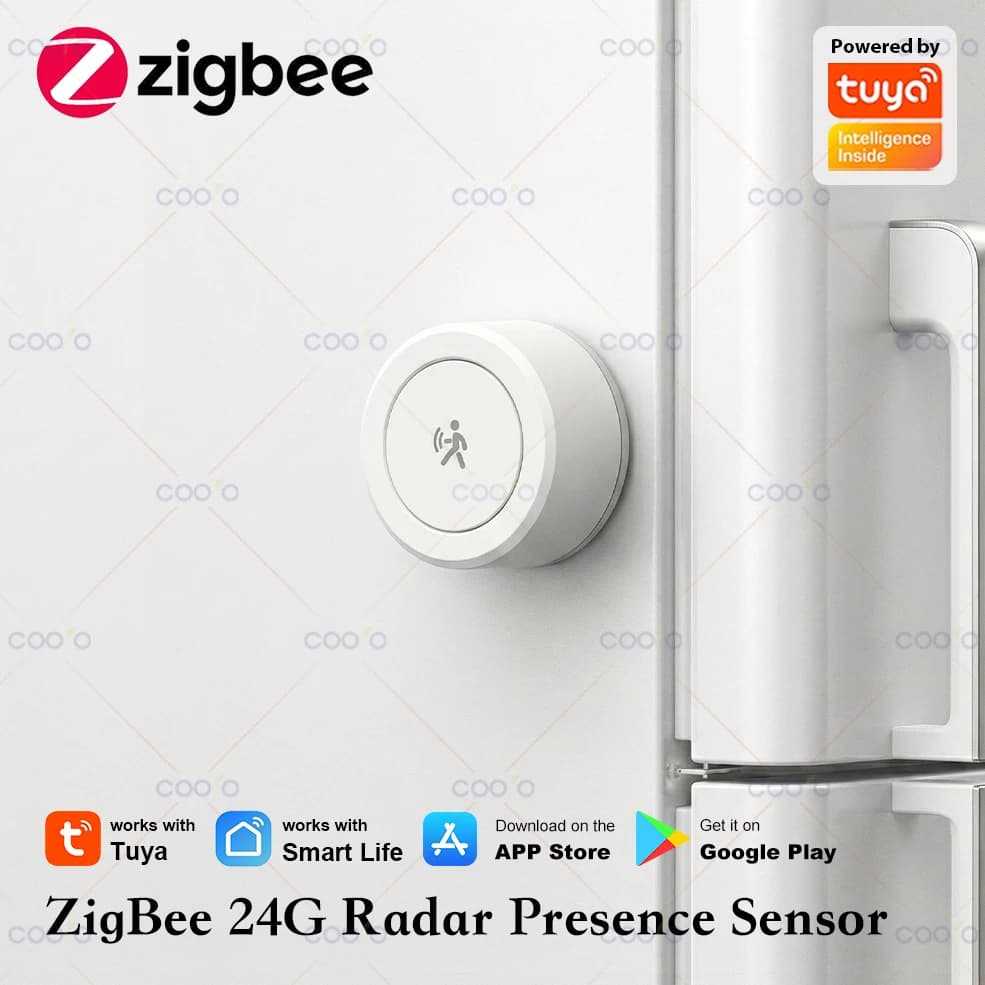 Detector de Presença Humana Tuya ZigBee 24G MmWave Radar MINI Sensor de Movimento com Placa Magnética para Smart Life (Requer Hub)