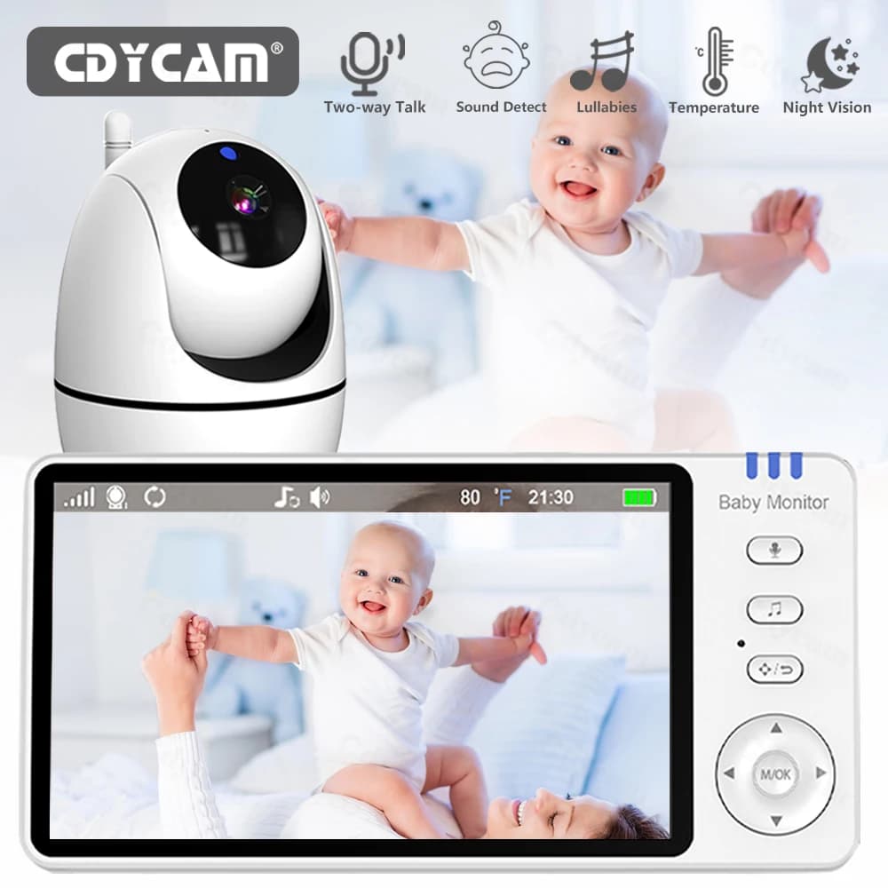 5 Polegada vídeo monitor do bebê com câmera ptz zoom babyphone cam proteção de segurança câmeras vigilância sensor temperatura canção de