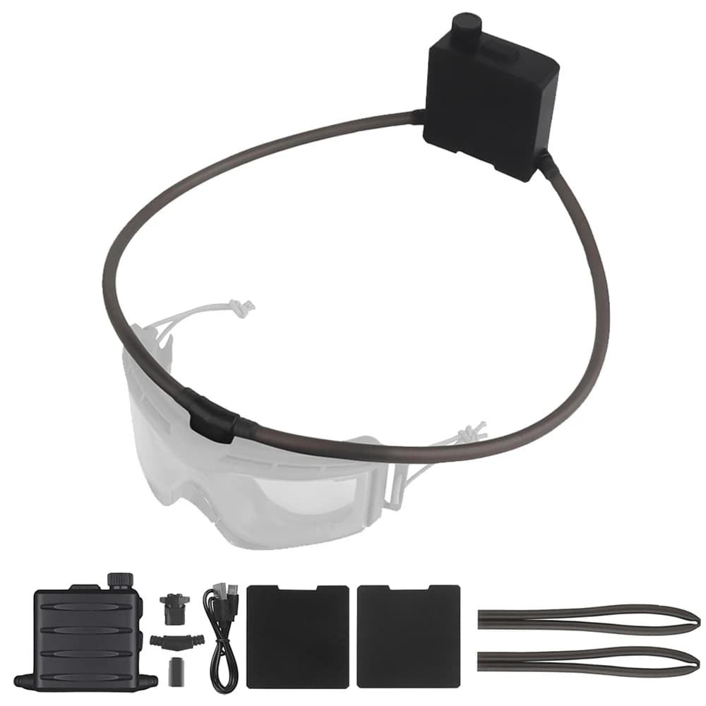 Ventilador de desembaçamento tático para óculos com botão ajustável, botão turbo, remendo de gancho, pressão magnética para airsoft, trabalho,