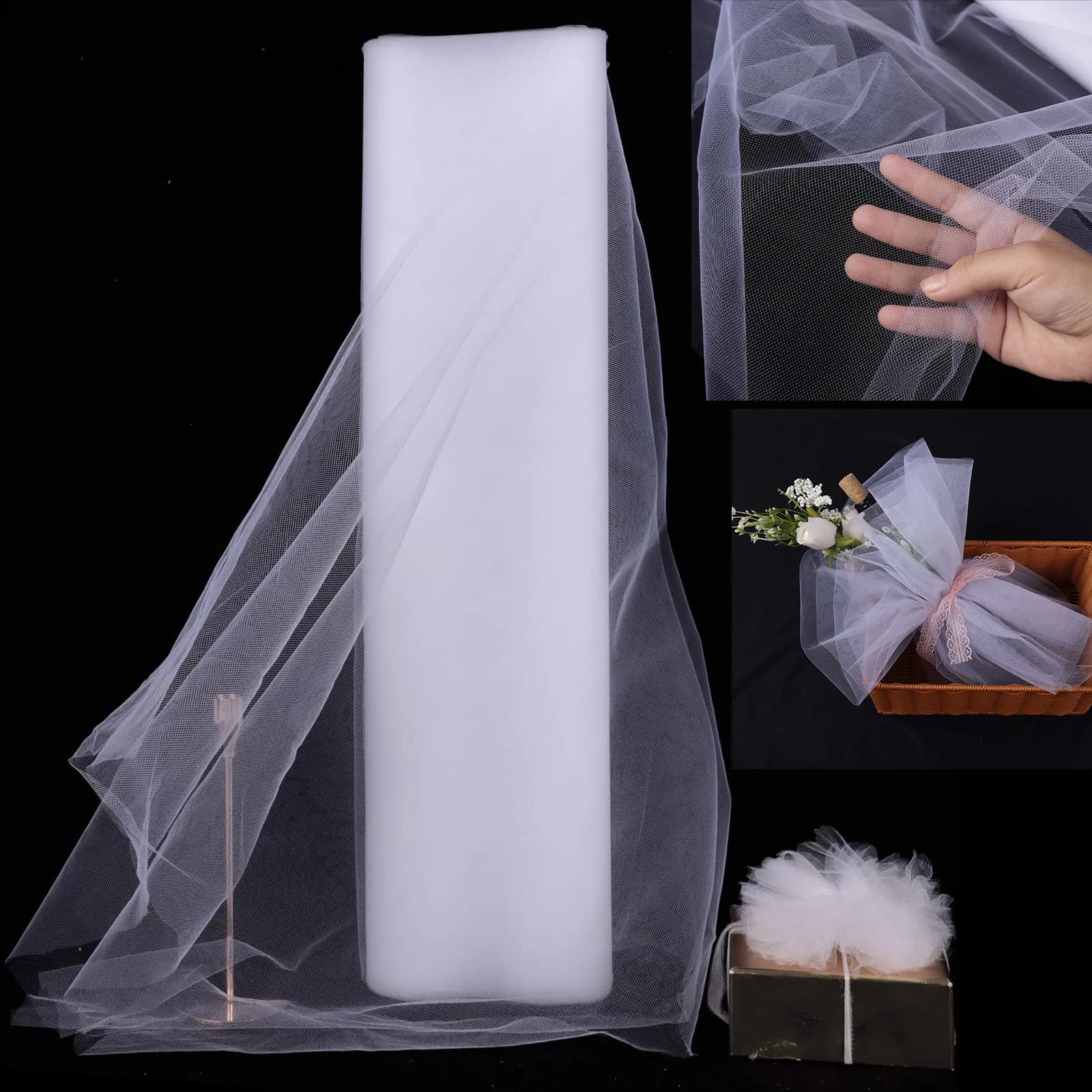 Rolo de tule de 1.6m x 18m, parafuso para decoração de festa de aniversário de casamento, saia de mesa tutu, carretel de tecido de tule, fita de