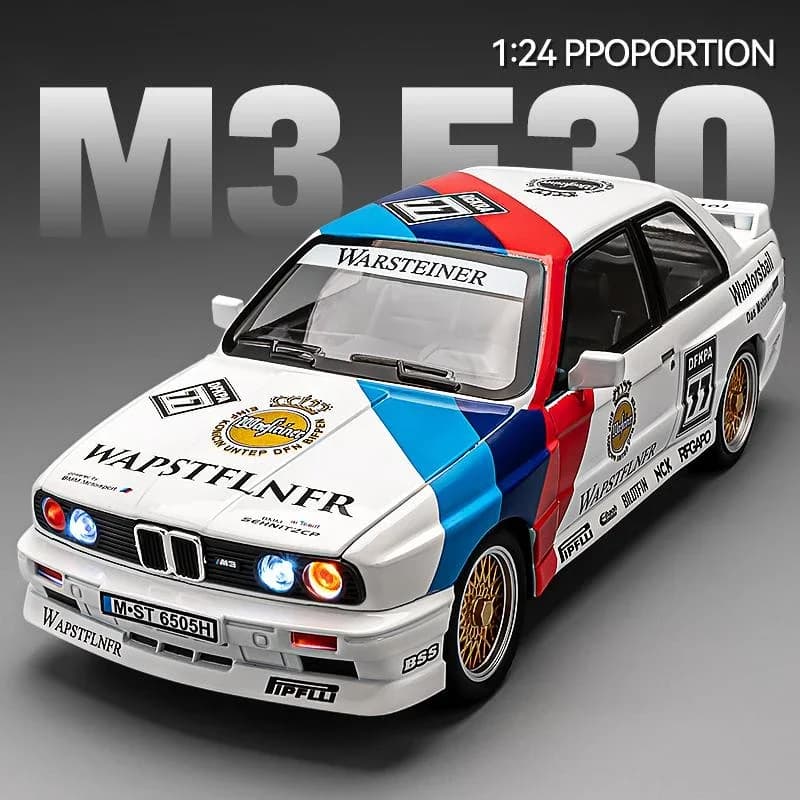 Simulação 1:24 bmw m3 modelo de carro de corrida com luz sonora coleção diecast veículo de brinquedo crianças menino presente aniversário