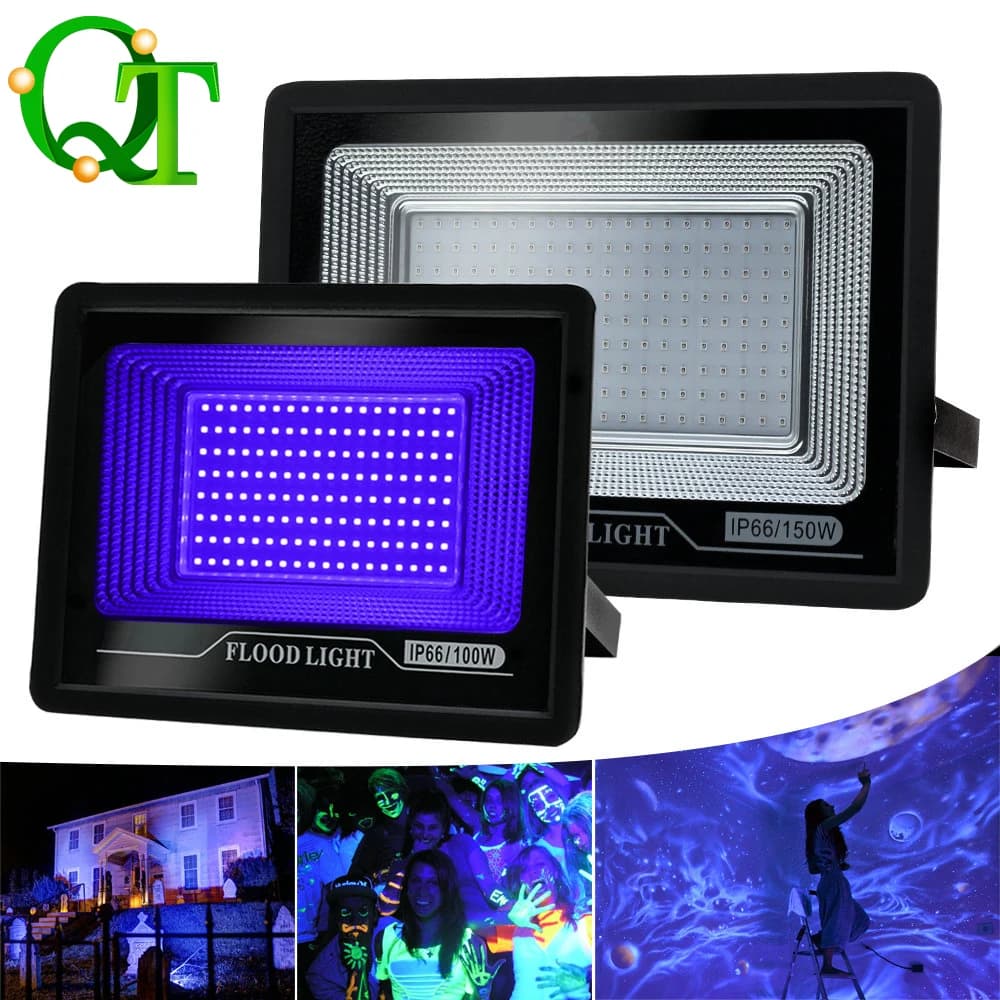 Holofote LED UV, luz fluorescente UV para palco, proteção à água IP66, 50W 100W hHalloween Party Black Light