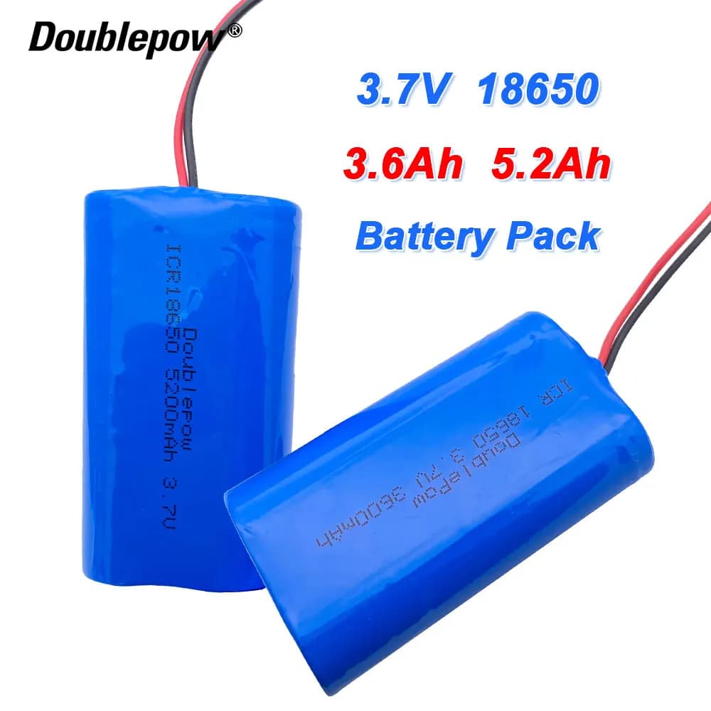 3.7v 18650 bateria de lítio 3600mah/5200mah 18650 bateria recarregável megafone alto-falante placa proteção + XH-2P plug