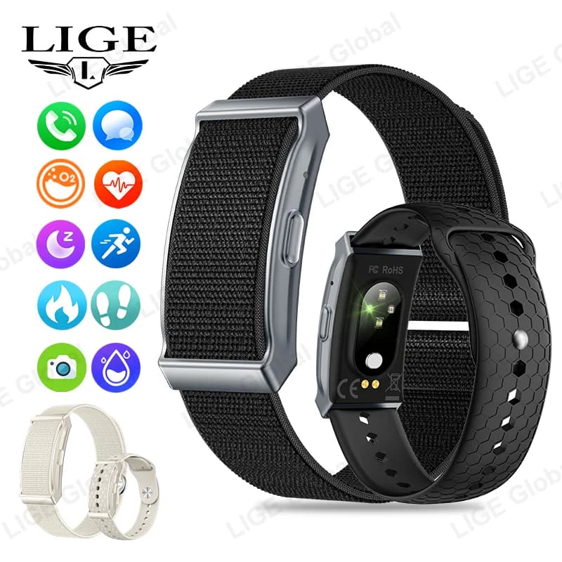 LIGE Sem Tela Esportes Fitness Pulseira Inteligente Lembrete de Chamada Masculino Monitor de Freqüência Cardíaca IP68 À Prova D 'Água Smartwatch