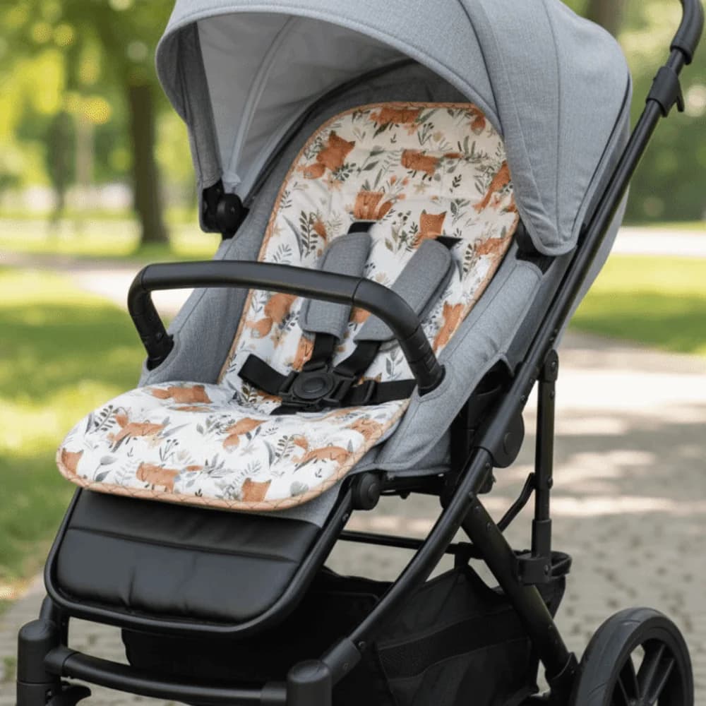 Almofada Lavável e Macia para Carrinho de Bebê, Confortável, de Algodão, Respirável, com Estampa de Desenho Animado